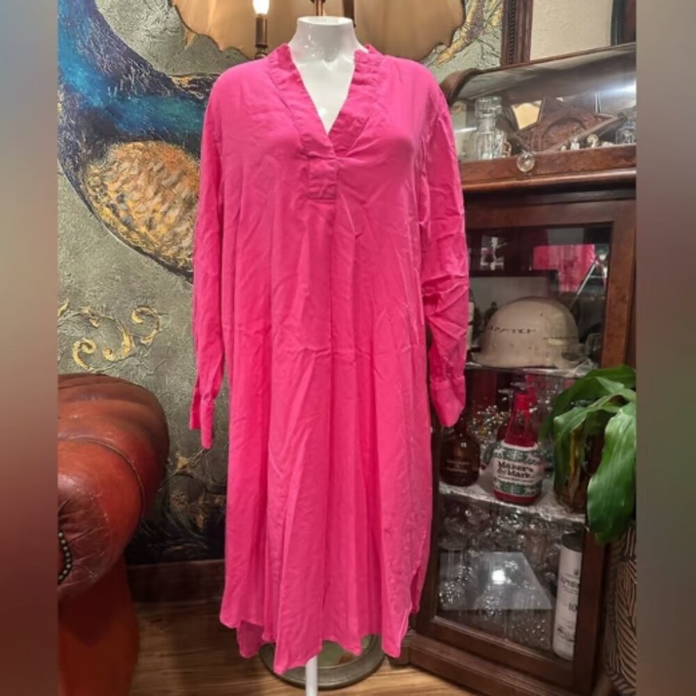 H&M Vibrant Pink Long Sleeve Tunic Dress Size M